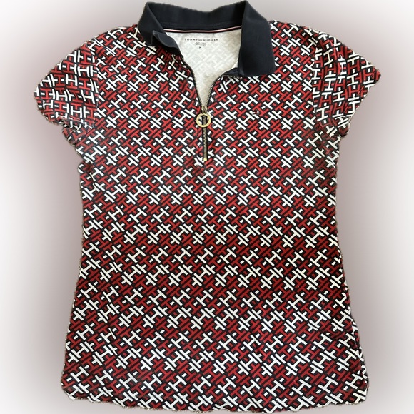 Tommy Hilfiger Women's Front Zip Printed Polo Shirt Size M - Picture 12 of 12